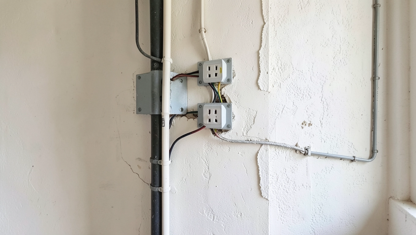 Instalacja elektryczna na ścianie