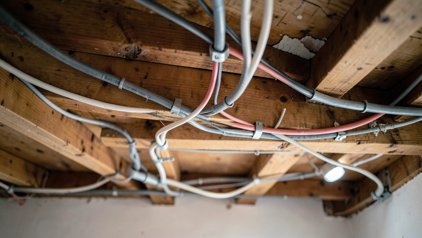 Instalacja elektryczna w stropie drewnianym