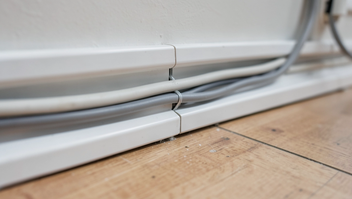 Kable elektryczne w listwie przypodłogowej