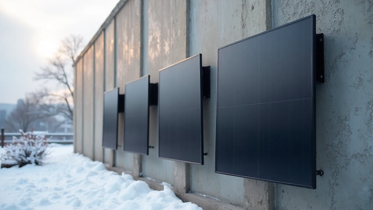 Panele fotowoltaiczne na pionowej ścianie