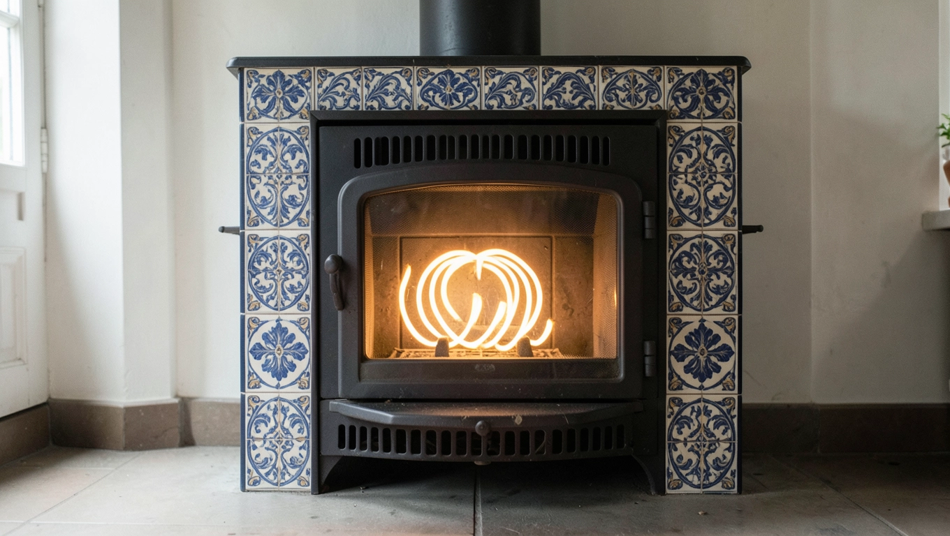 Piec kaflowy z grzałką elektryczną