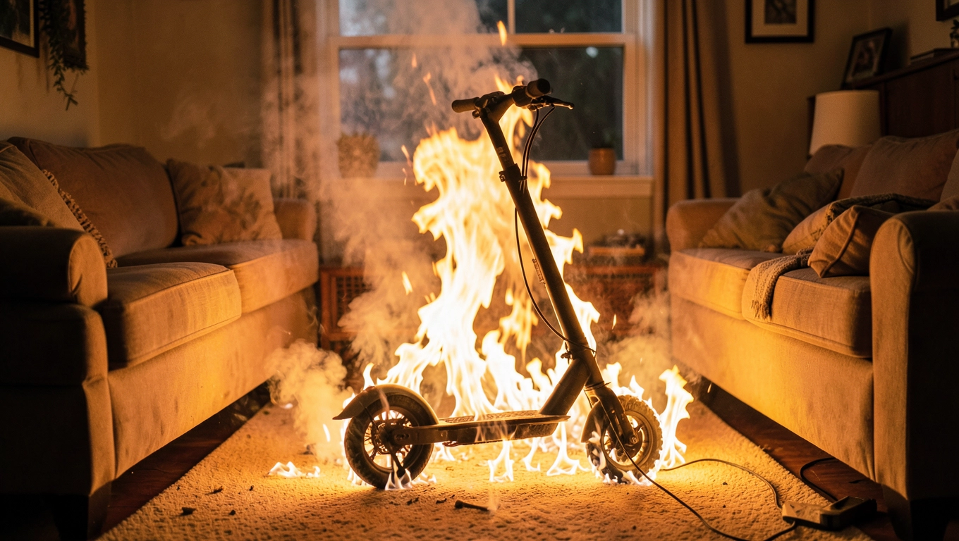 Pożar hulajnogi elektrycznej w domu