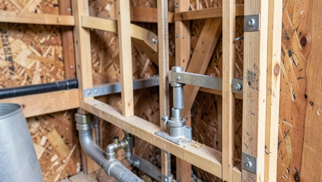 Ruszt instalacyjny w domu szkieletowym