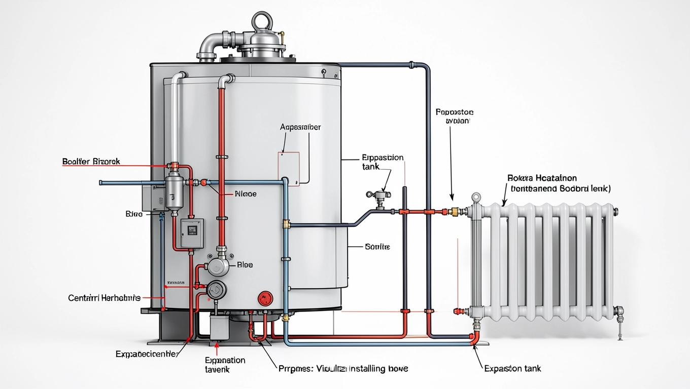 schemat instalacji co z kotłem gazowym