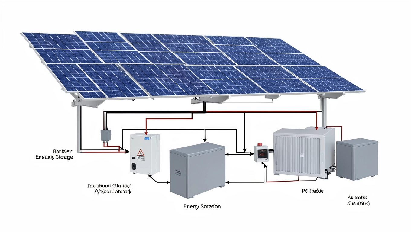 Schemat instalacji fotowoltaicznej z magazynem energii