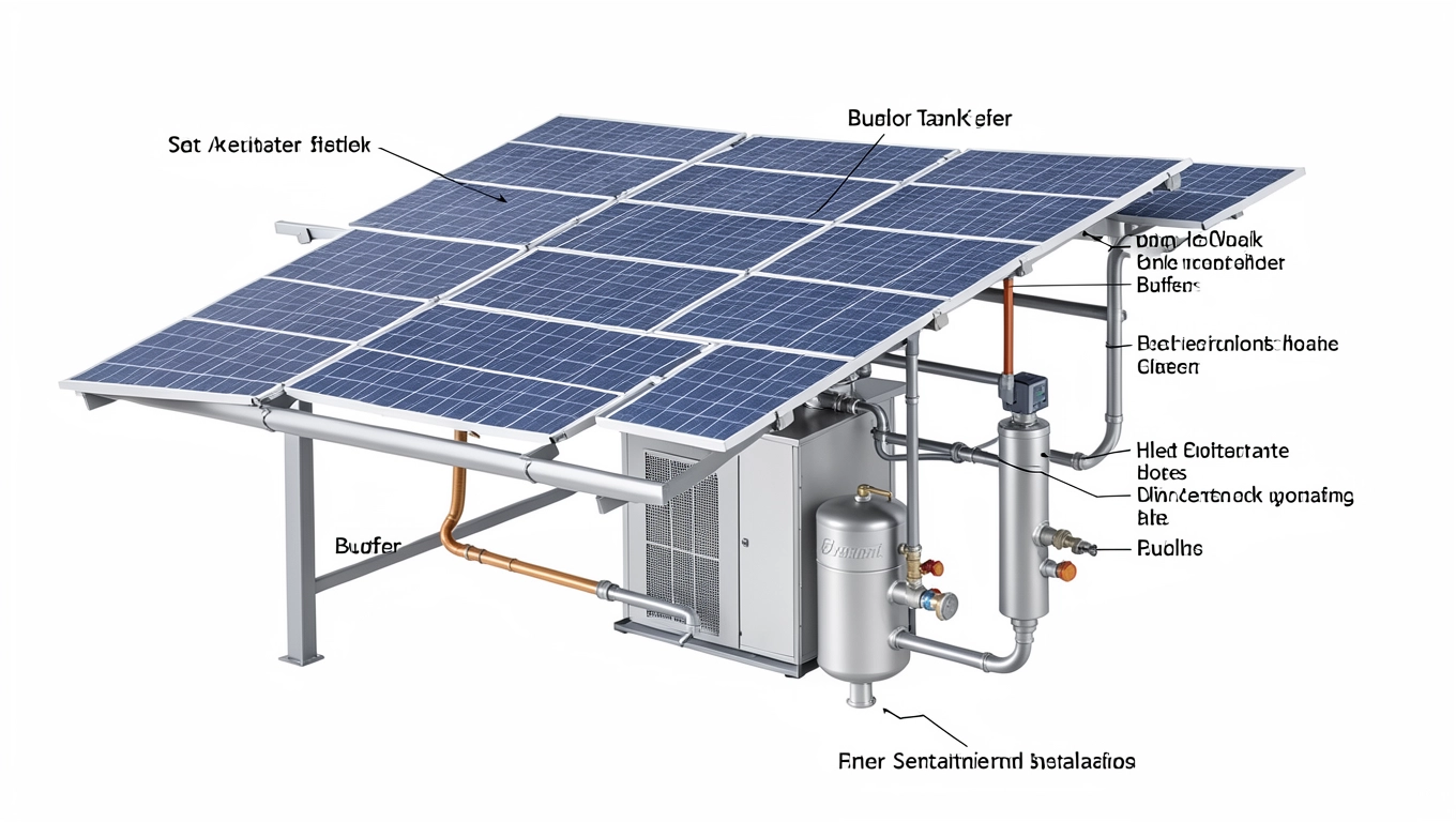 Schemat instalacji solarnej z buforem