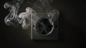 Dym z gniazdka elektrycznego