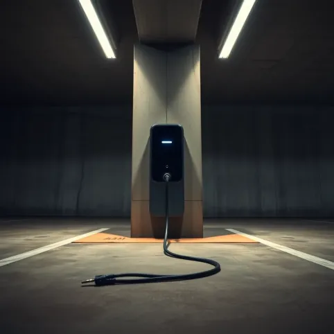 Elektryk w garażu podziemnym