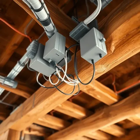 Instalacja elektryczna na belkach drewnianych