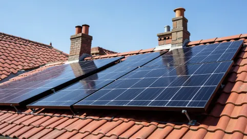instalacja fotowoltaiczna na dachu pokrytym dachówką ceramiczną