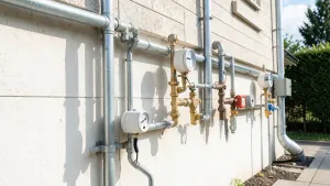 Instalacją gazowa na zewnątrz budynku