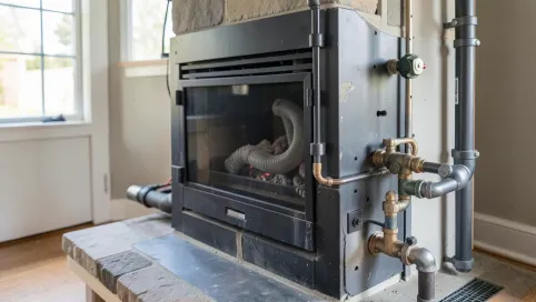 Kominek z płaszczem wodnym instalacją