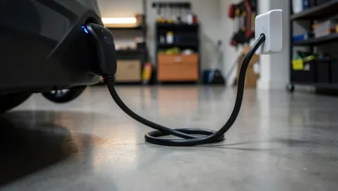 Ładowanie elektryka w garażu