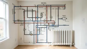 Schemat instalacji co w bloku mieszkalnym