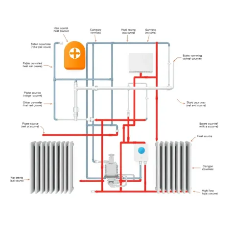 Schemat instalacji co w bloku mieszkalnym
