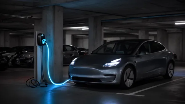 ładowanie samochodu elektrycznego w garażu podziemnym
