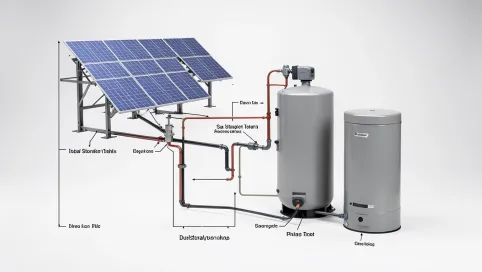 Schemat instalacji solarnej z dwoma zasobnikami